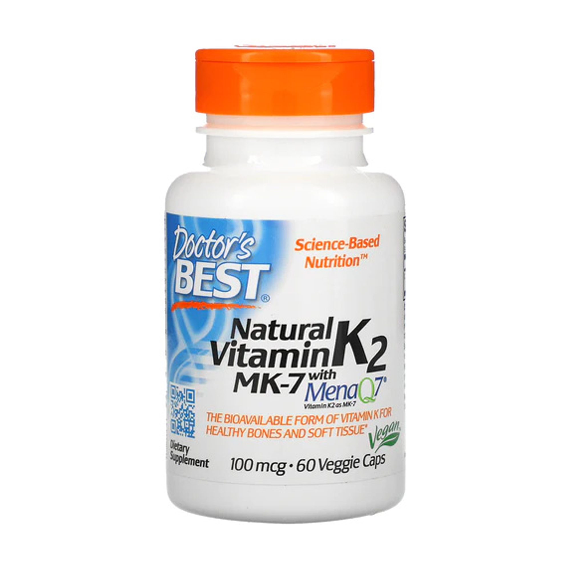 Вітамін K2 MK7 Doctor's Best Natural Vitamin K2 MK7, 100 мкг, 60 веганських капсул